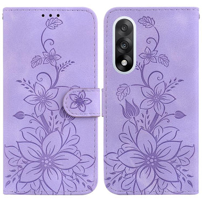 Lily Embossed Leather Phone Case, For OnePlus Nord 6 5G / Turbo 6 / Turbo 6V, For OnePlus 15R / Ace 6 / Ace 6T, For OnePlus Ace 5 Ultra / Nord 5 5G, For OnePlus Ace 5 Racing / Nord CE5