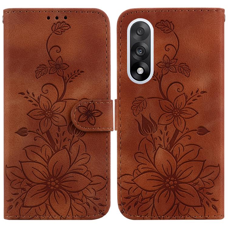 Lily Embossed Leather Phone Case, For OnePlus Nord 6 5G / Turbo 6 / Turbo 6V, For OnePlus 15R / Ace 6 / Ace 6T, For OnePlus Ace 5 Ultra / Nord 5 5G, For OnePlus Ace 5 Racing / Nord CE5