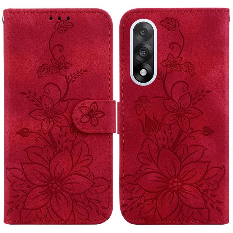 Lily Embossed Leather Phone Case, For OnePlus Nord 6 5G / Turbo 6 / Turbo 6V, For OnePlus 15R / Ace 6 / Ace 6T, For OnePlus Ace 5 Ultra / Nord 5 5G, For OnePlus Ace 5 Racing / Nord CE5