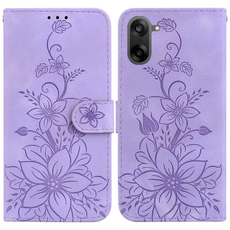 Lily Embossed Leather Phone Case, For OnePlus Nord 6 5G / Turbo 6 / Turbo 6V, For OnePlus 15R / Ace 6 / Ace 6T, For OnePlus Ace 5 Ultra / Nord 5 5G, For OnePlus Ace 5 Racing / Nord CE5