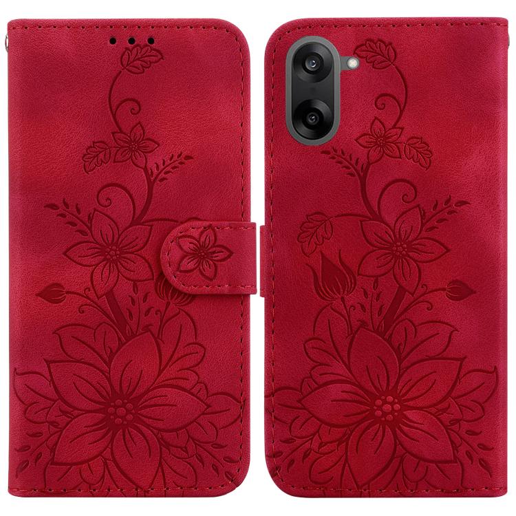 Lily Embossed Leather Phone Case, For OnePlus Nord 6 5G / Turbo 6 / Turbo 6V, For OnePlus 15R / Ace 6 / Ace 6T, For OnePlus Ace 5 Ultra / Nord 5 5G, For OnePlus Ace 5 Racing / Nord CE5