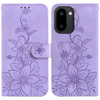 Lily Embossed Leather Phone Case, For OnePlus Nord 6 5G / Turbo 6 / Turbo 6V, For OnePlus 15R / Ace 6 / Ace 6T, For OnePlus Ace 5 Ultra / Nord 5 5G, For OnePlus Ace 5 Racing / Nord CE5