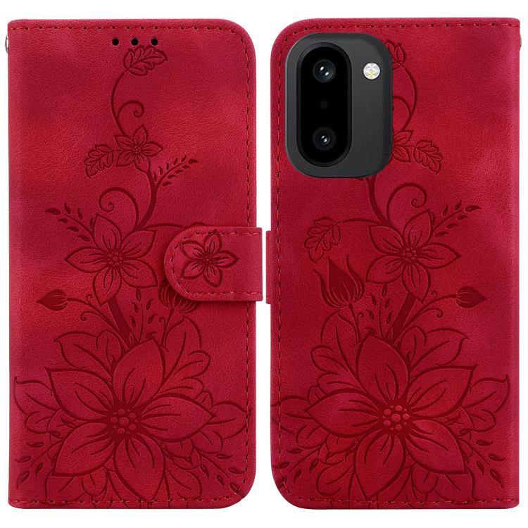 Lily Embossed Leather Phone Case, For OnePlus Nord 6 5G / Turbo 6 / Turbo 6V, For OnePlus 15R / Ace 6 / Ace 6T, For OnePlus Ace 5 Ultra / Nord 5 5G, For OnePlus Ace 5 Racing / Nord CE5