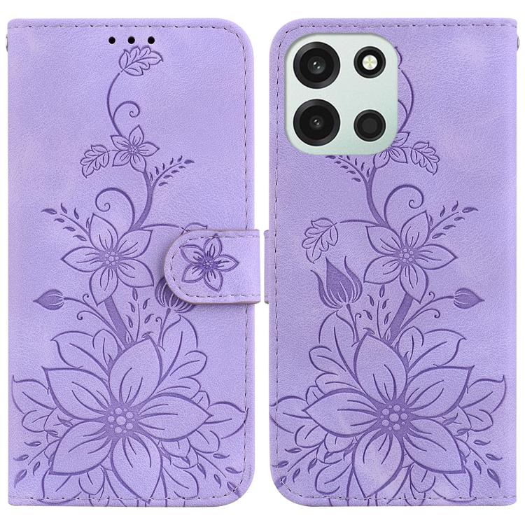 Lily Embossed Leather Phone Case, For OnePlus Nord 6 5G / Turbo 6 / Turbo 6V, For OnePlus 15R / Ace 6 / Ace 6T, For OnePlus Ace 5 Ultra / Nord 5 5G, For OnePlus Ace 5 Racing / Nord CE5