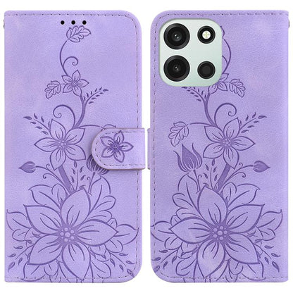 Lily Embossed Leather Phone Case, For OnePlus Nord 6 5G / Turbo 6 / Turbo 6V, For OnePlus 15R / Ace 6 / Ace 6T, For OnePlus Ace 5 Ultra / Nord 5 5G, For OnePlus Ace 5 Racing / Nord CE5