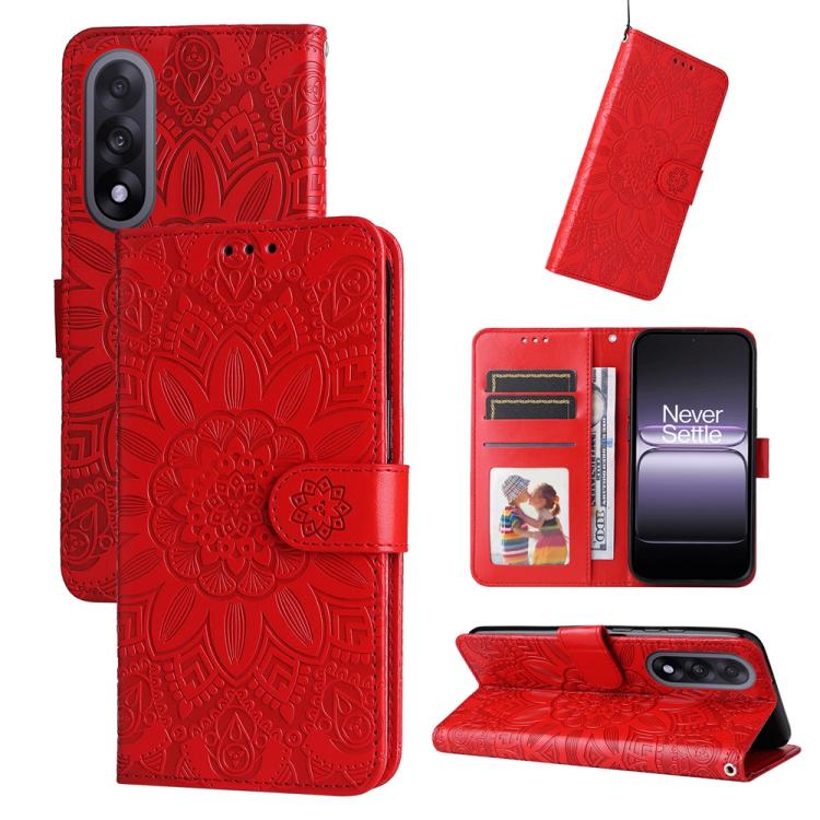 Embossed Sunflower Leather Phone Case, For OnePlus Turbo 6V / Turbo 6, For OnePlus Ace 6 / 15R, For OnePlus 15, For OnePlus Ace 5 Ultra / Nord 5