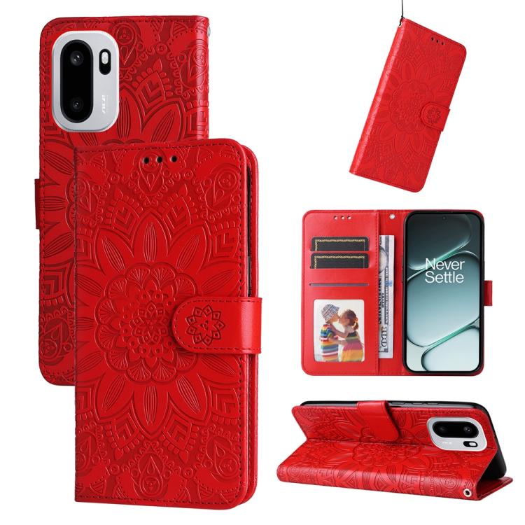 Embossed Sunflower Leather Phone Case, For OnePlus Turbo 6V / Turbo 6, For OnePlus Ace 6 / 15R, For OnePlus 15, For OnePlus Ace 5 Ultra / Nord 5