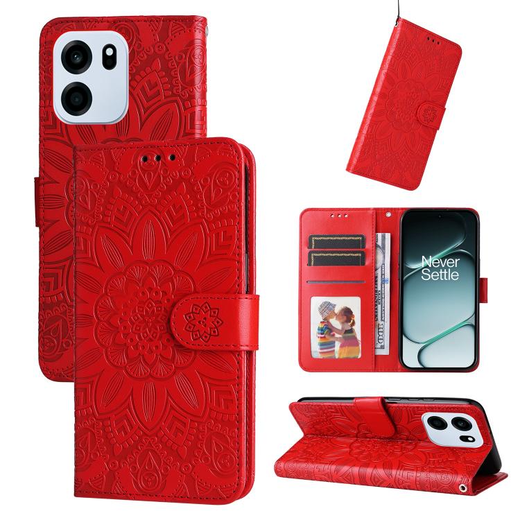 Embossed Sunflower Leather Phone Case, For OnePlus Turbo 6V / Turbo 6, For OnePlus Ace 6 / 15R, For OnePlus 15, For OnePlus Ace 5 Ultra / Nord 5