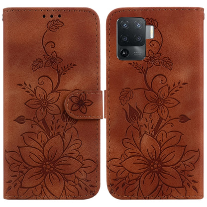 Lily Embossed Leather Phone Case, For OPPO A94 4G / F19 Pro / Reno5 F, For OPPO A94 5G / F19 Pro+ 5G / Reno5 Z, For OPPO A74 5G / A93 5G / A54 5G, For OPPO A74 4G / F19 4G