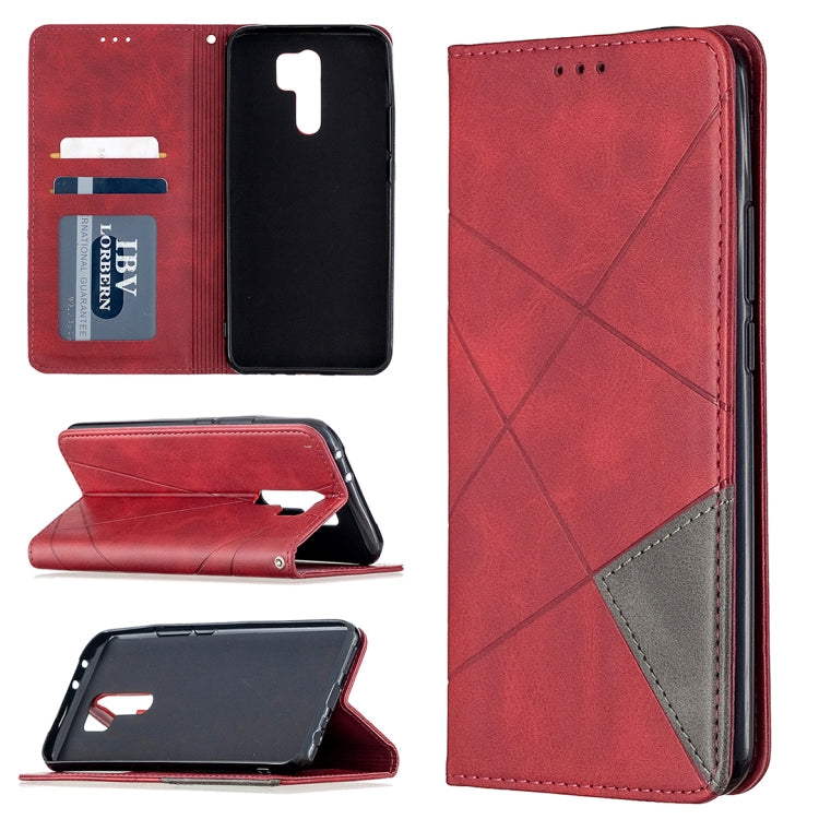 Rhombus Texture Horizontal Flip Magnetic Leather Case with Holder & Card Slots & Wallet, For Huawei Honor 9X Lite, For Xiaomi Redmi 9