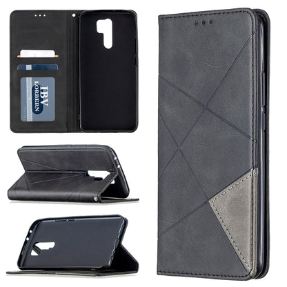 Rhombus Texture Horizontal Flip Magnetic Leather Case with Holder & Card Slots & Wallet, For Huawei Honor 9X Lite, For Xiaomi Redmi 9