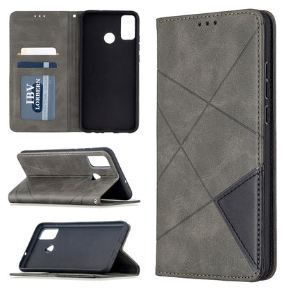 Rhombus Texture Horizontal Flip Magnetic Leather Case with Holder & Card Slots & Wallet, For Huawei Honor 9X Lite, For Xiaomi Redmi 9