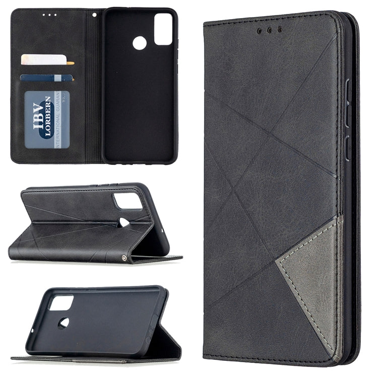 Rhombus Texture Horizontal Flip Magnetic Leather Case with Holder & Card Slots & Wallet, For Huawei Honor 9X Lite, For Xiaomi Redmi 9