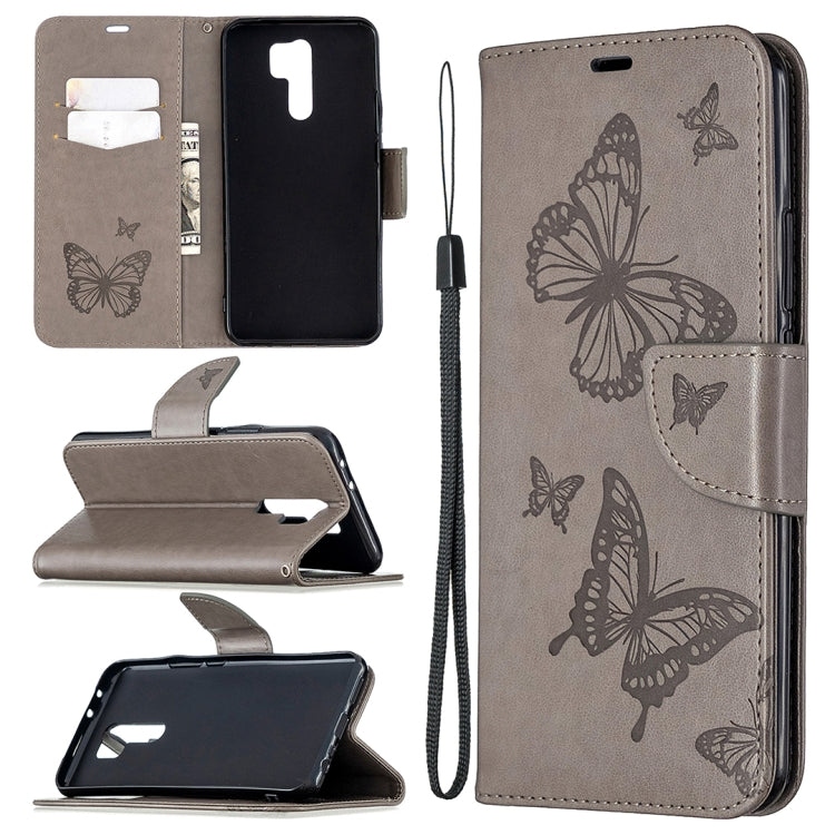Two Butterflies Embossing Pattern Horizontal Flip Leather Case with Holder & Card Slot & Wallet & Lanyard, For Xiaomi Redmi 9, For Huawei Honor 9X Lite