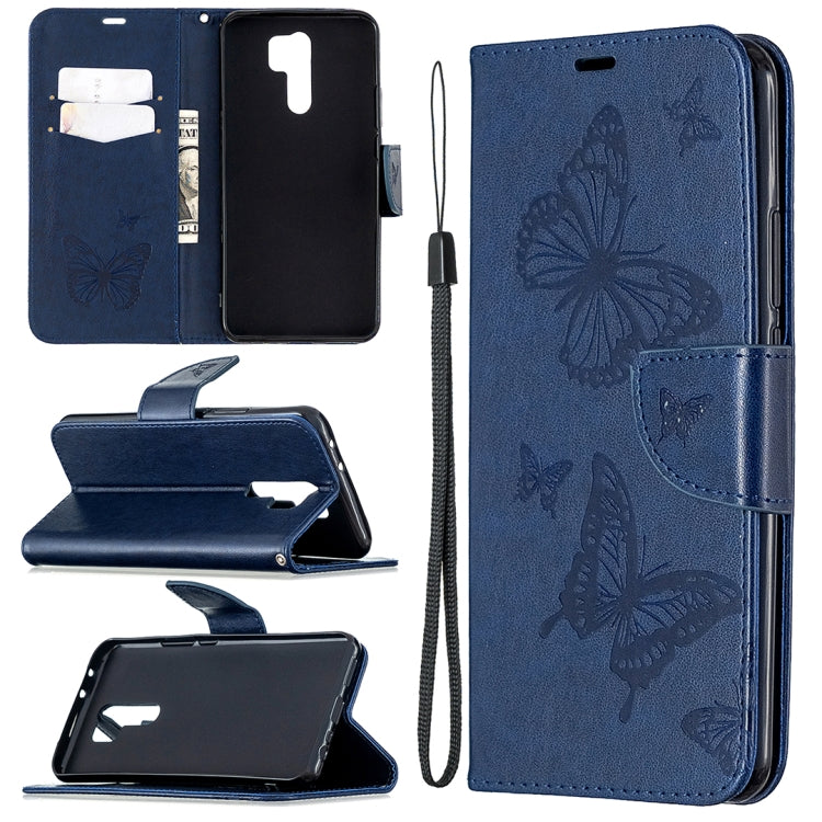 Two Butterflies Embossing Pattern Horizontal Flip Leather Case with Holder & Card Slot & Wallet & Lanyard, For Xiaomi Redmi 9, For Huawei Honor 9X Lite