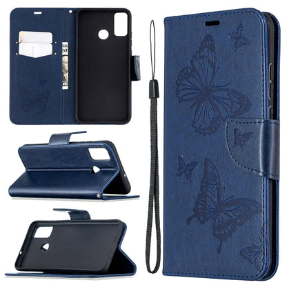 Two Butterflies Embossing Pattern Horizontal Flip Leather Case with Holder & Card Slot & Wallet & Lanyard, For Xiaomi Redmi 9, For Huawei Honor 9X Lite