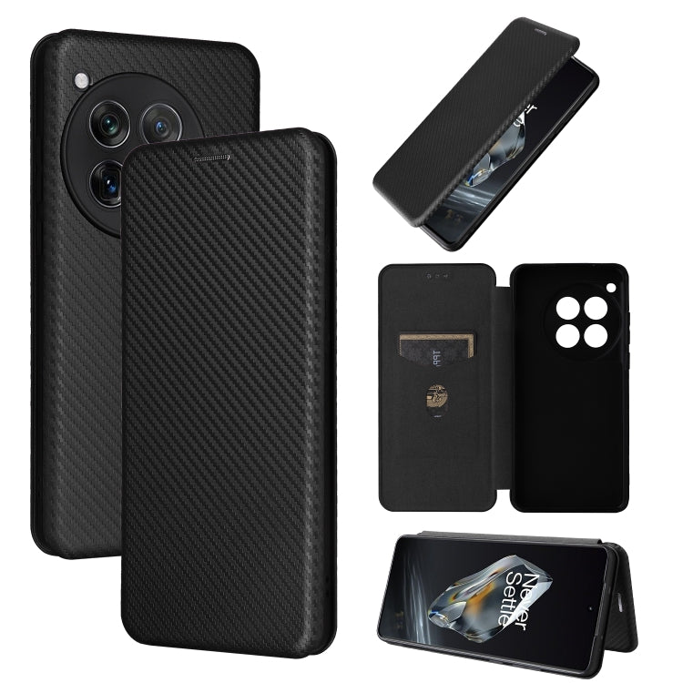 Carbon Fiber Texture Flip Leather Phone Case, For OnePlus Nord CE4 Lite, For OnePlus 12, For OnePlus Nord CE 3