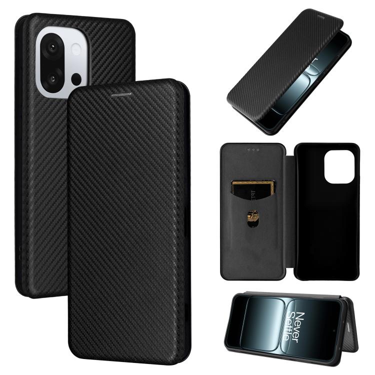Carbon Fiber Texture Flip Leather Phone Case, For OnePlus 13T, For OnePlus Ace 5 Pro, For OnePlus 13, For OnePlus Nord 4 5G