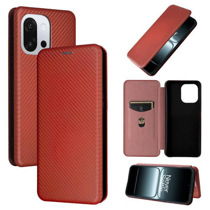 Carbon Fiber Texture Flip Leather Phone Case, For OnePlus 13T, For OnePlus Ace 5 Pro, For OnePlus 13, For OnePlus Nord 4 5G