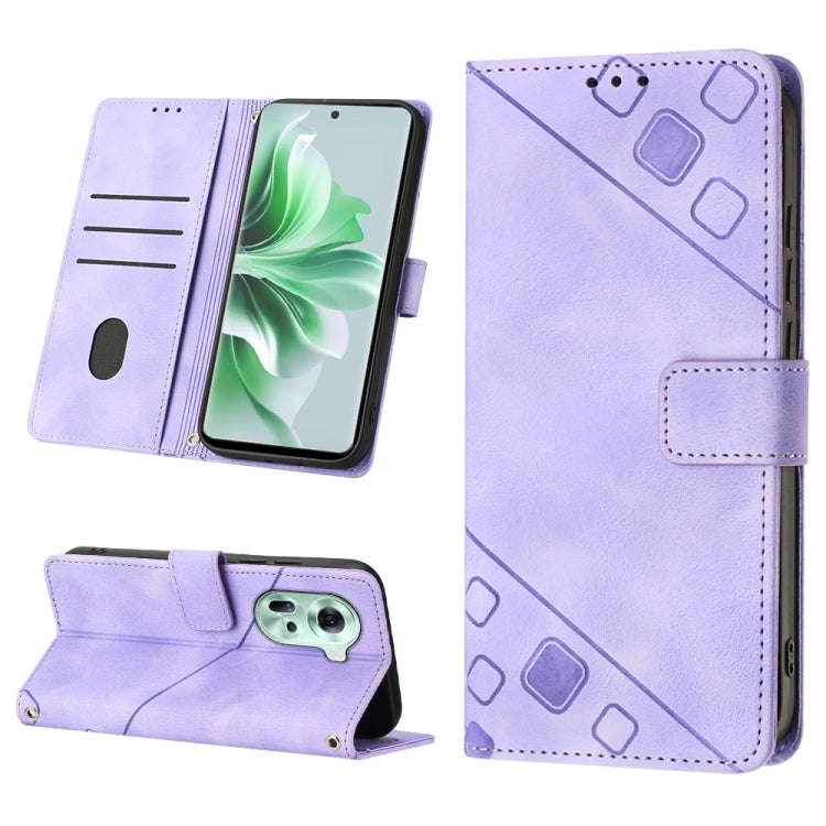 Skin-feel Embossed Leather Phone Case, For OPPO Find X7, For OPPO Reno11 5G Global, For OPPO Reno11 Pro 5G Global, For OPPO Find X7 Ultra