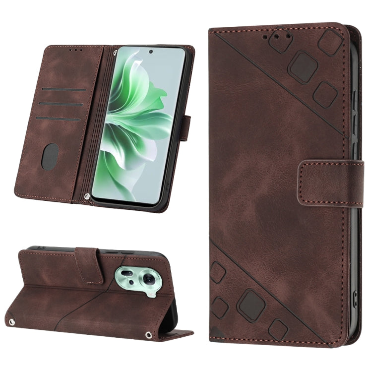 Skin-feel Embossed Leather Phone Case, For OPPO Find X7, For OPPO Reno11 5G Global, For OPPO Reno11 Pro 5G Global, For OPPO Find X7 Ultra