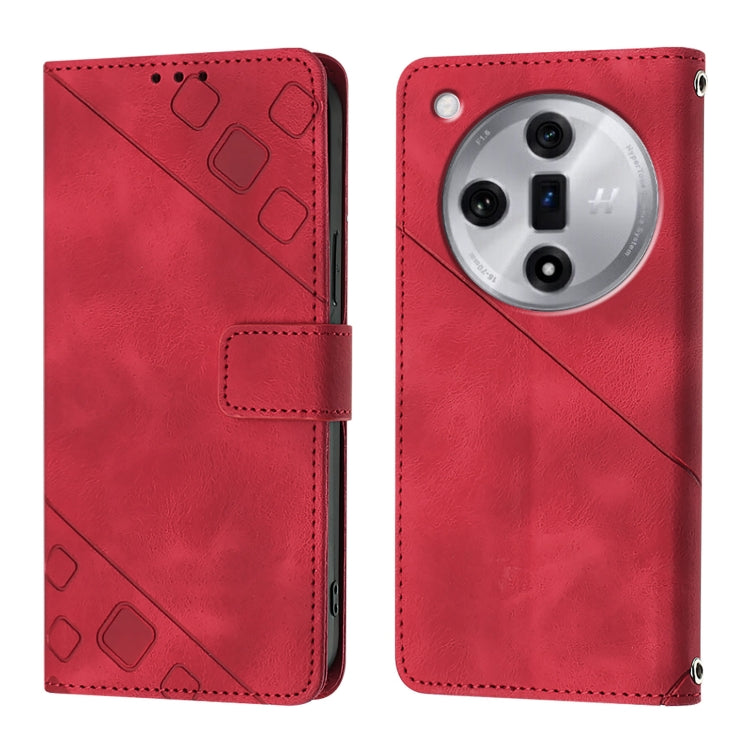 Skin-feel Embossed Leather Phone Case, For OPPO Find X7, For OPPO Reno11 5G Global, For OPPO Reno11 Pro 5G Global, For OPPO Find X7 Ultra