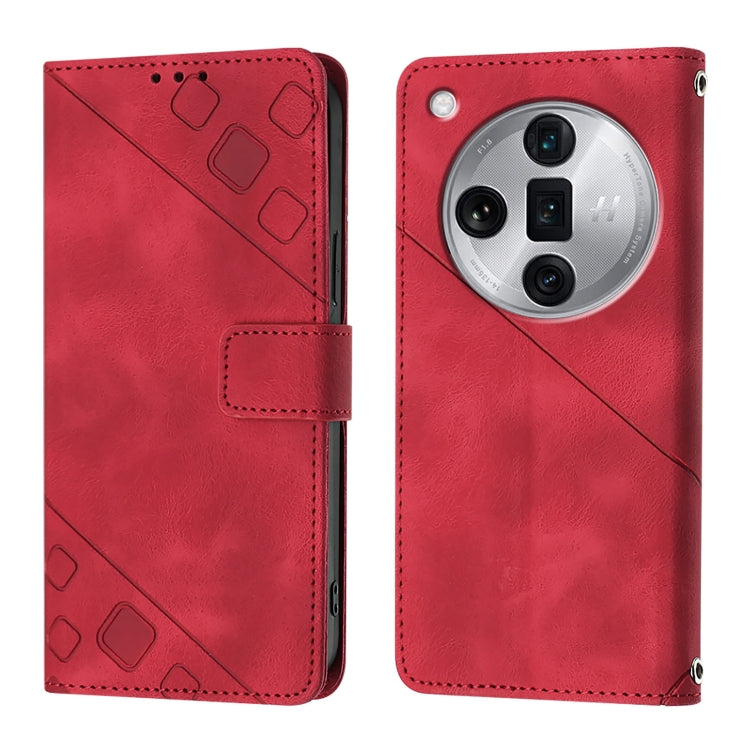 Skin-feel Embossed Leather Phone Case, For OPPO Find X7, For OPPO Reno11 5G Global, For OPPO Reno11 Pro 5G Global, For OPPO Find X7 Ultra