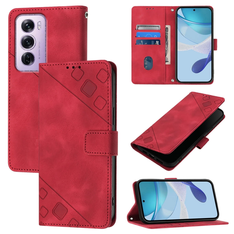 Skin-feel Embossed Leather Phone Case, For OPPO A3 Pro 5G India, For OPPO Reno12 F 5G Global, For OPPO Reno12 Pro Global, For OPPO Reno12 5G Global