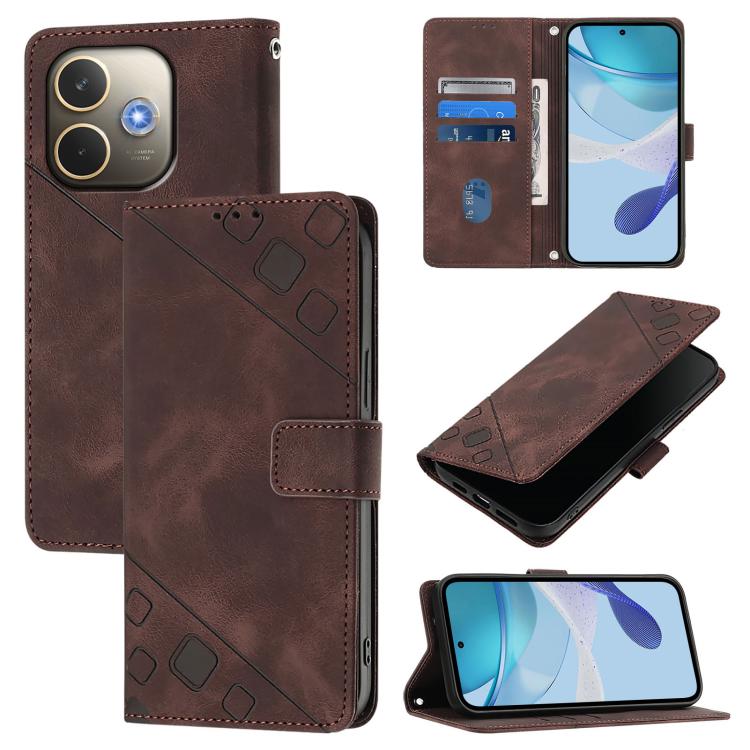 Skin-feel Embossed Leather Phone Case, For OPPO Reno14 Pro 5G Global, For OPPO Reno14 5G Global, For OPPO A5 Pro 5G Global, For OPPO Reno13 F 5G Global / Reno13 F 4G