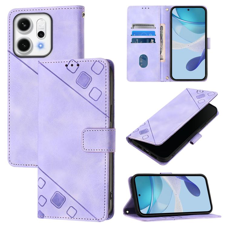 Skin-feel Embossed Leather Phone Case, For OPPO Reno14 Pro 5G Global, For OPPO Reno14 5G Global, For OPPO A5 Pro 5G Global, For OPPO Reno13 F 5G Global / Reno13 F 4G
