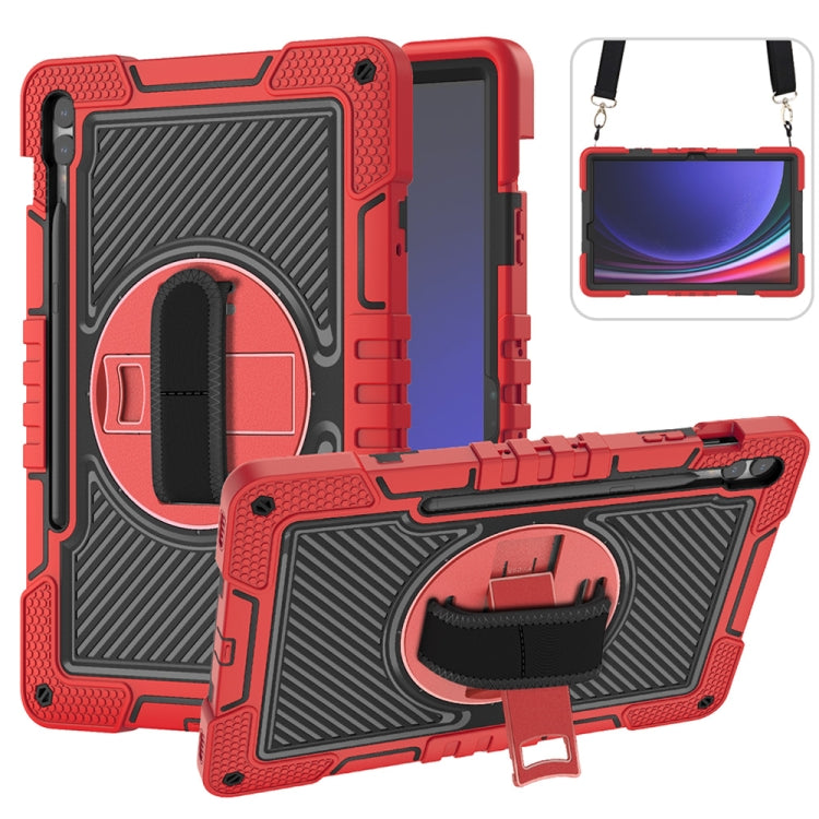 360 Degree Rotation PC Contrast Silicone Tablet Case, For Samsung Galaxy Tab S9, For Samsung Galaxy Tab S9+