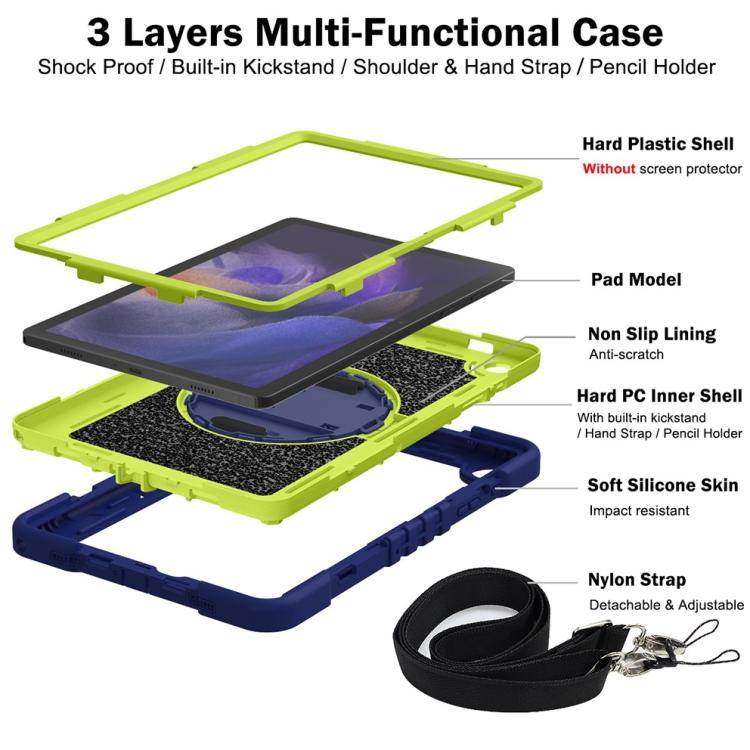 360 Degree Rotation PC Contrast Silicone Tablet Case, For Samsung Galaxy Tab A11+, For Samsung Galaxy Tab A11, For Samsung Galaxy Tab A9+, For Samsung Galaxy Tab A9