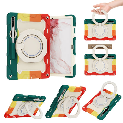 Armor Portable Rotating Ring Holder Silicone Tablet Case, For Samsung Galaxy Tab S10 FE+, For Samsung Galaxy Tab S10+ / S9+ / S9 FE+, For Samsung Galaxy Tab S9 Ultra, For Samsung Galaxy Tab S8 Ultra