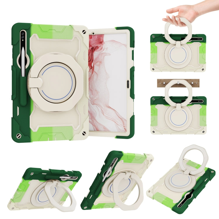 Armor Portable Rotating Ring Holder Silicone Tablet Case, For Samsung Galaxy Tab S10 FE+, For Samsung Galaxy Tab S10+ / S9+ / S9 FE+, For Samsung Galaxy Tab S9 Ultra, For Samsung Galaxy Tab S8 Ultra