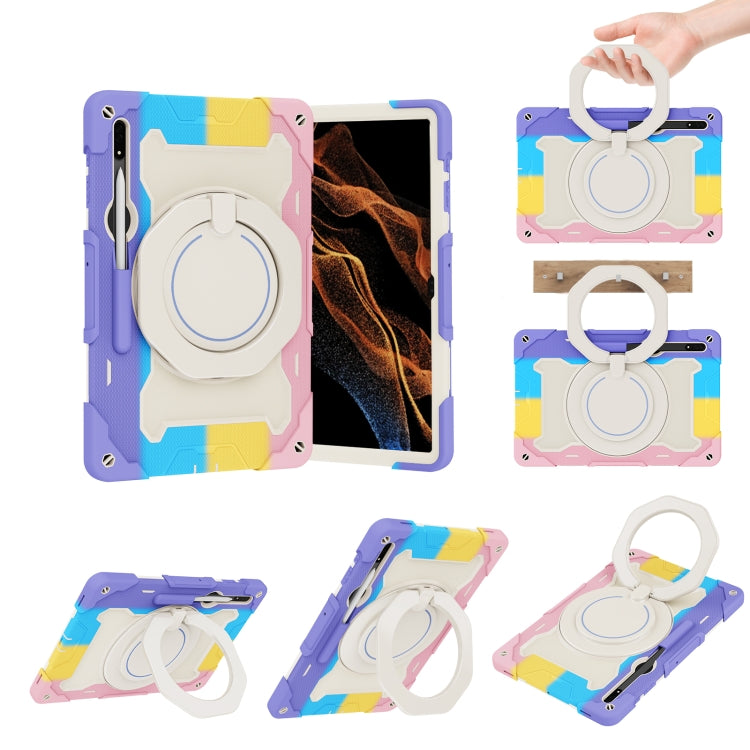 Armor Portable Rotating Ring Holder Silicone Tablet Case, For Samsung Galaxy Tab S10 FE+, For Samsung Galaxy Tab S10+ / S9+ / S9 FE+, For Samsung Galaxy Tab S9 Ultra, For Samsung Galaxy Tab S8 Ultra
