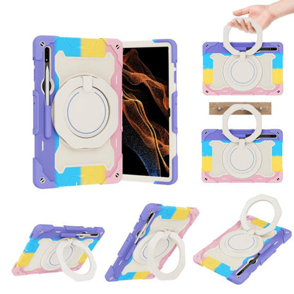 Armor Portable Rotating Ring Holder Silicone Tablet Case, For Samsung Galaxy Tab S10 FE+, For Samsung Galaxy Tab S10+ / S9+ / S9 FE+, For Samsung Galaxy Tab S9 Ultra, For Samsung Galaxy Tab S8 Ultra