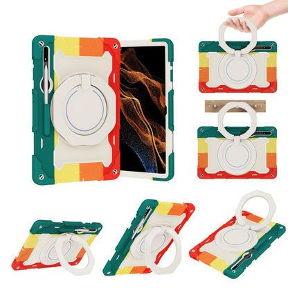 Armor Portable Rotating Ring Holder Silicone Tablet Case, For Samsung Galaxy Tab S10 FE+, For Samsung Galaxy Tab S10+ / S9+ / S9 FE+, For Samsung Galaxy Tab S9 Ultra, For Samsung Galaxy Tab S8 Ultra