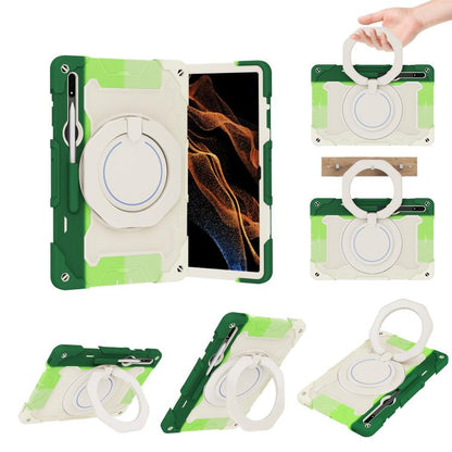 Armor Portable Rotating Ring Holder Silicone Tablet Case, For Samsung Galaxy Tab S10 FE+, For Samsung Galaxy Tab S10+ / S9+ / S9 FE+, For Samsung Galaxy Tab S9 Ultra, For Samsung Galaxy Tab S8 Ultra