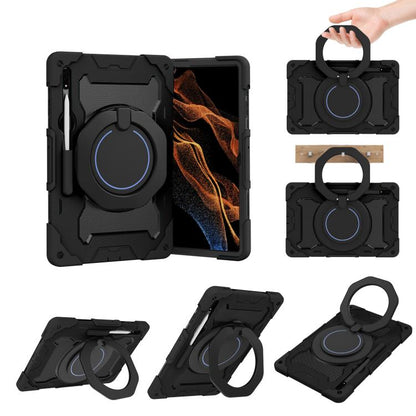 Armor Portable Rotating Ring Holder Silicone Tablet Case, For Samsung Galaxy Tab S10 FE+, For Samsung Galaxy Tab S10+ / S9+ / S9 FE+, For Samsung Galaxy Tab S9 Ultra, For Samsung Galaxy Tab S8 Ultra