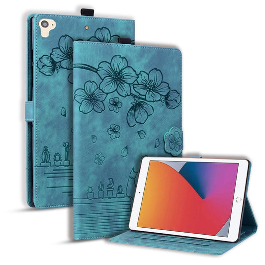 Cartoon Sakura Cat Embossed Smart Leather Tablet Case, For iPad Pro 9.7 / 9.7 2018 / 2017