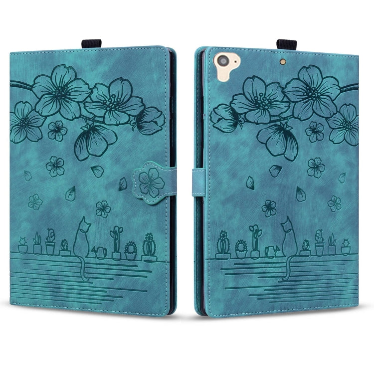 Cartoon Sakura Cat Embossed Smart Leather Tablet Case, For iPad Pro 9.7 / 9.7 2018 / 2017