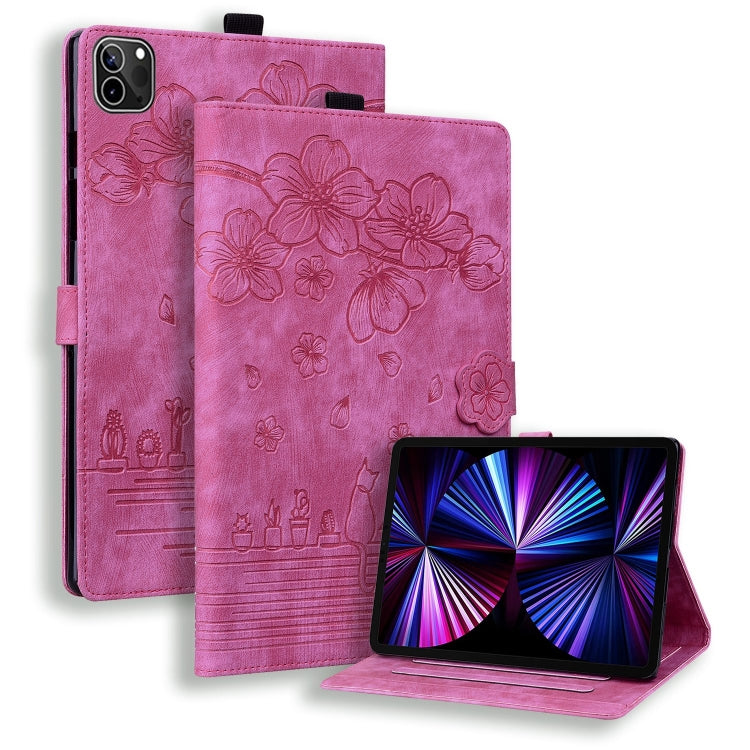 Cartoon Sakura Cat Embossed Smart Leather Tablet Case, For iPad Pro 13 2025 / 2024, For iPad Pro 11 2025 / 2024, For iPad mini 6 / mini 2024, For iPad Pro 12.9 2022 / 2021