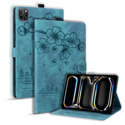 Cartoon Sakura Cat Embossed Smart Leather Tablet Case, For iPad mini 8 2026, For iPad Pro 13 2025 / 2024, For iPad Pro 11 2025 / 2024, For iPad mini 6 / mini 2024