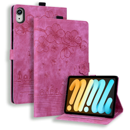 Cartoon Sakura Cat Embossed Smart Leather Tablet Case, For iPad mini 8 2026, For iPad Pro 13 2025 / 2024, For iPad Pro 11 2025 / 2024, For iPad mini 6 / mini 2024