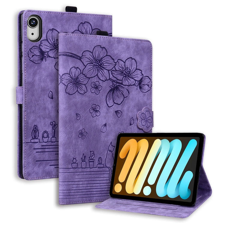 Cartoon Sakura Cat Embossed Smart Leather Tablet Case, For iPad mini 8 2026, For iPad Pro 13 2025 / 2024, For iPad Pro 11 2025 / 2024, For iPad mini 6 / mini 2024