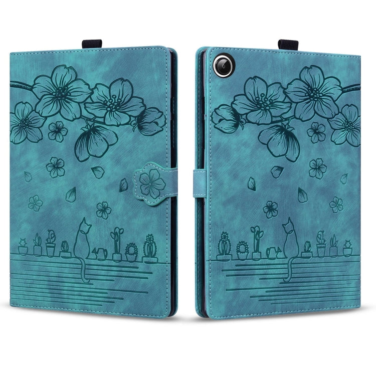Cartoon Sakura Cat Embossed Leather Tablet Case, For Samsung Galaxy Tab A11+ / A9+, For Samsung Galaxy Tab A11 / A9, For Samsung Galaxy Tab S10 Ultra /S11 Ultra, For Samsung Galaxy Tab S10 FE+