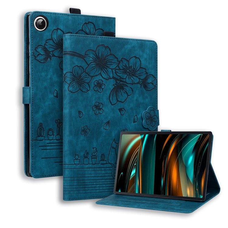 Cartoon Sakura Cat Embossed Leather Tablet Case, For Galaxy Tab S12 Utra / S11 Ultra / S10 Ultra, For Galaxy Tab A11+ / A9+, For Galaxy Tab A11 / A9, For Galaxy Tab S10 FE+