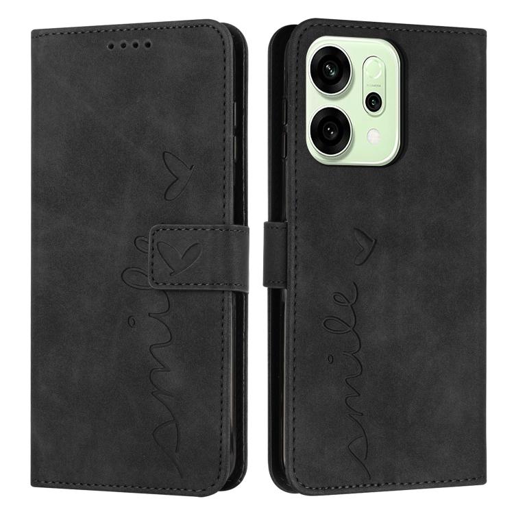 Skin Feel Heart Embossed Leather Phone Case with Long Lanyard, For OPPO A5x 5G Global, For OPPO Reno14 Pro Global, For OPPO A5 Pro 5G Global, For OPPO Reno13 Pro Global