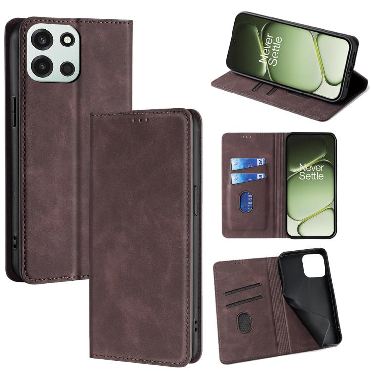 Skin Feel Magnetic Leather Phone Case, For OnePlus 15T 5G, For OnePlus Turbo 6 / 6V, For OnePlus Ace 5 Ultra / Nord 5, For OnePlus Ace 5 / 5 Pro