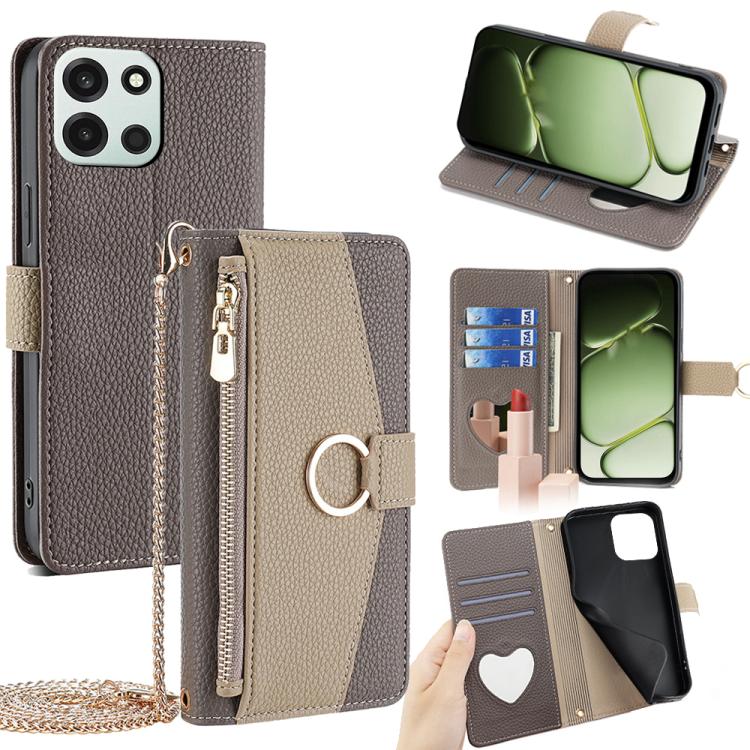 Crossbody Litchi Texture Leather Phone Case, For OnePlus 15T 5G, For OnePlus Turbo 6 / 6V, For OnePlus Ace 6, For OnePlus 15